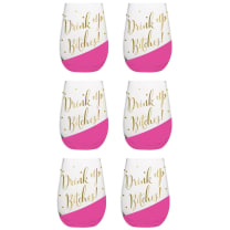 Set of 6 Drink Up Bitches 20 oz. Stemless Wine Glass