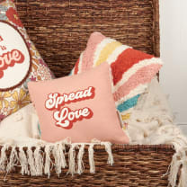 Spread Love Pillow | Throw Pillow In Retro Swirl Back Design | 10" x 10"