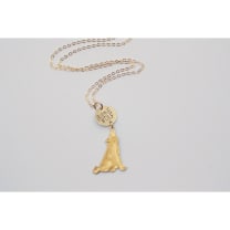 The Betty Collection: Lone Wolf Stamped Necklace With Wolf Charm in Gold or Silver