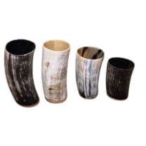 Horn Vases w/ Wooden Mounted Base - Color: Light / Dark, Size: 6"