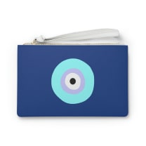 Electric Blue Evil Eye White Clutch | Makeup Bag or Organizer Pouch