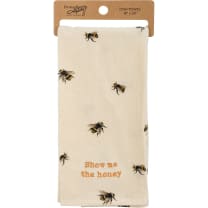 Show Me The Honey Honeybee Dish Cloth Towel | Cotten Linen Cotton and Linen | Embroidered Text | 18" x 28"