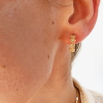 Crystal Daisy Hoop Earrings in Gold | Designed in the UK | 14K Gold Plated Brass