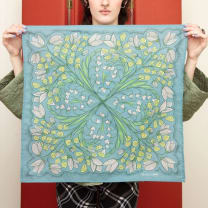 Cassie in Teal with Flowers Bandana | 22" x 22" Premium Cotton