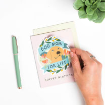 Dog Mom for Life Birthday Sticker Card