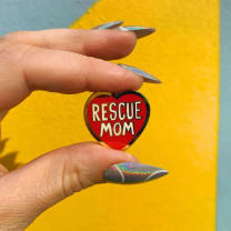 Last Call! Rescue Dog Mom Enamel Pin in Gold Heart