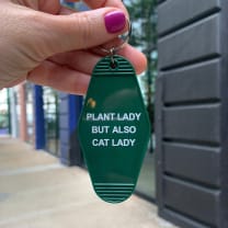 Plant Lady But Also Cat Lady Motel Style Keychain | Green