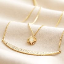 Sun and Moon Layered Necklace in Gold | Designed in the UK | 14K Gold Plated