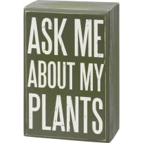 Ask Me About My Plants Box Sign And Sock Set | Plant Lovers Giftable Set