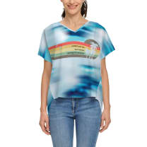 Unclench Your Jaw Women's Open Back Short-Sleeve T-shirt in Tie Dye Blue