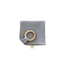 Organic Cotton Burp Cloth with Teether Pearl Gray