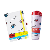 Wink Double Wall Mug Coffee Tumbler and Dot Grid Notebook Set