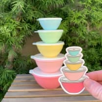 Vintage Pastel Tupperware Wonderlier Bowls Sticker