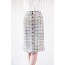 Luxe Plaid Tweed Pencil Skirt