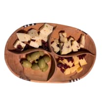 Pistachio Divided Olive Wood Batik Bowl