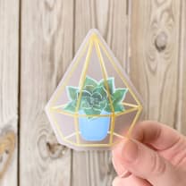 Watercolor Succulent Glass Terrarium Sticker | 3" x 3"