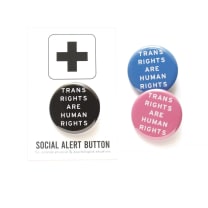 Trans Rights are Human Rights Pinback Buttons | Social Justice LGBTQ Pride [Black, Blue, Pink]