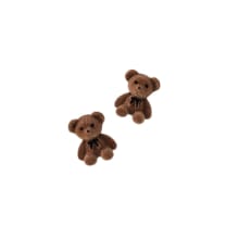 Fuzzy Wuzzy 3-D Teddy Bear Earrings (3 Color Options) - Color: Chocolate