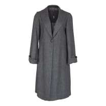 Worsted Flannel Long Trench Coat - Gray