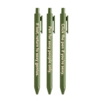 Sexy People Pen Set 🌹 | Gel Click Pen Gift Set | 3 Pens in Olive Green