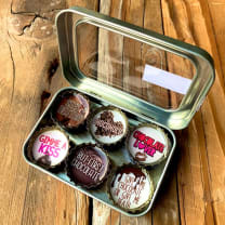 Chocolate Magnets 6 Pack | Round Bottle-Cap Style Magnet Set in a Gift Tin