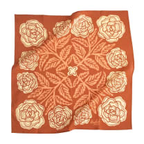 Cream Rose Print Bandana in Red | 22" x 22" Premium Cotton