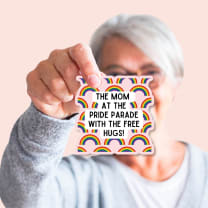 The Mom At The Pride Parade With The Free Hugs! | Vinyl Die Cut Sticker