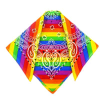 Rainbow Stripe Paisley Print Cotton Bandana