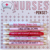 Fun Club Nurses Multicolor Pen Set | 5 Funny Pens Packaged for Gifting | Best. Freaking. Nurse. Ever. , I Miss Sitting Down