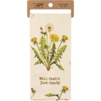 Well That's Just Dandy Punny Dandelion Dish Cloth Towel | Cotten Linen Novelty Tea Towel | Cute Kitchen Hand Towel | 18" x 28"