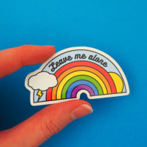 Leave Me Alone Vinyl Sticker With Rainbow Design