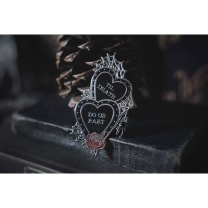 Til Death Do Us Part Pin | Black Heart in Silver Hard Enamel Lapel Pin | 3"