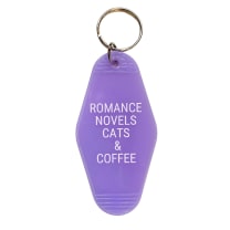 Romance Novels Cats & Coffee Motel Style Keychain in Purple