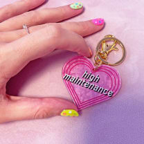 High Maintenance Heart Keychain in Pink