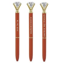 Ooh La La Orange Gem Pen Set of 6 | Giftable Quote Pens | Novelty Office Desk Supplies