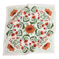 Flora Red Flowers on White Bandana | 22" x 22" Premium Cotton