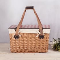 Canasta Grande Wicker Basket - Color: Red & White Gingham