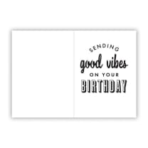 Good Vibes Motel Style Keychain with "Good Vibes on Your Birthday" Greeting Card | Gift for Her