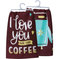 I Love You More Than Coffee Dish Cloth Towel | Novelty Silly Tea Towels | Hilarious Kitchen Hand Towel | 28" x 28"