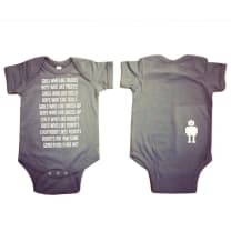 GetBullish Robot Gender Roles Feminist Baby Bodysuit in Gray