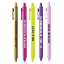 Sweary Fuck Pens Cussing Pen Gift Set - 5 Multicolored Gel Pens Rife with Profanity