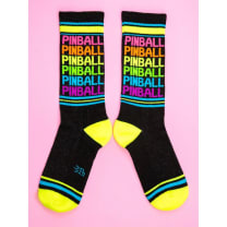 Pinball - Neon Rainbow Gym Crew Socks | Black Cotton Socks | Unisex