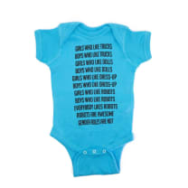 GetBullish Robot Gender Roles Feminist Baby Bodysuit in Bright Aqua | Hand Silk-Screened