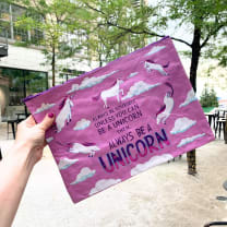 Jumbo Pouch Always Be A Unicorn Purple Recycled Material Jumbo Zipper Folder | 14.25" x 10"