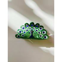 Velvet Claws Hair Clip | Gorgeous Peacock | Claw Clip in Velvet Travel Bag