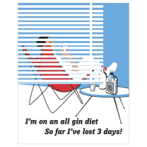 I'm On An All Gin Diet 2.5" x 3.5" Vintage Art Magnet