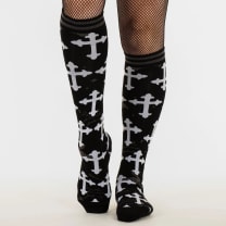 Gothic Crosses Knee High Socks