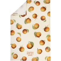Practice What You Peach Funny Dish Cloth Towel | Cotton and Linen | Embroidered Text | 18" x 28"