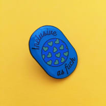 Inclusive As Fuck Oval Enamel Pin In Blue Earth