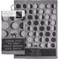 Love You To The Full Moon And Back Kitchen Towel | Black Cat Moon Phases | 20" x 28"